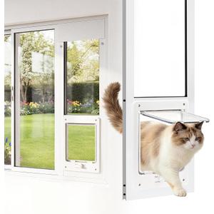 Vertical Cat Door for Window, Fits 40"- 44" Height Sliding Window, 3-Min No Damage Install, Sturdy Aluminum Frame, Weatherproof Magnetic Closure, 4-Way Lock, Tenant Friendly Sliding Window Cat Door