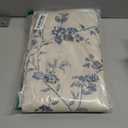 jinchan Floral Kitchen Curtains 45 Inch Linen Tier Curtains Farmhouse Cafe Half Window Drapes for Small Windows Light Filtering Blue on Beige for Living Room Bathroom Back Tab 2 Panels