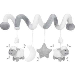 Promise Babe Hanging Car Seat Toys, Stroller Mobile Crib Bar with Bell, Baby Activity Spiral Plush Toys for Boys and Girls (Sheep, Gray)