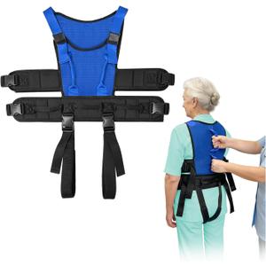 Gait Belt for Seniors Transfer Gate Belt for Elderly Lifting with 8 Handles Physical Therapy Lift Assist Patient Fall Prevention Medical Walking Standing Aids Supports Safety Harness (Mesh - Blue)