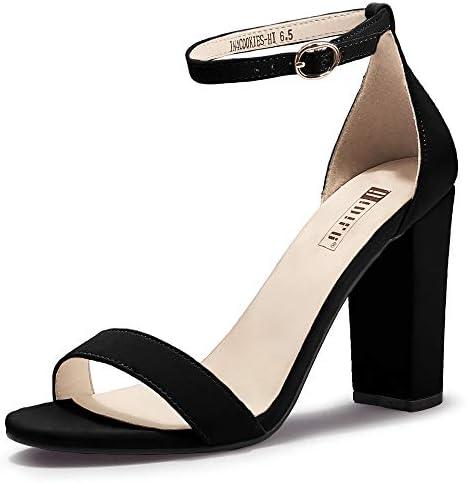 IDIFU Women's IN4 Cookie-HI Chunky High Heel Sandals Open Toe Ankle Strap Wedding Bridal Prom Dress Shoes For Women Bride Bridesmaid, US 9