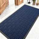 OLANLY Front Door Mat Outside Entrance 47x23, Absorbent, Heavy Duty Sturdy Natural Rubber Doormat Indoor Outdoor, Non-Slip, Stain and Fade Resistant, Low Profile Floor Mat for Entryway, Navy Blue