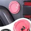 Savadicar Locking Gas Cap Cover, Fuel Filler Tank Door with Lock Compatible with 2018-Present Jeep Wrangler JL JLU 4XE 2 and 4 Door, ABS + Aluminum Alloy Structure, Replacement Accessories, Pink