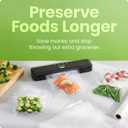 Chefman Food Vacuum Sealer Machine, Compact Vacuum Sealer with Moist & Dry Settings, Perfect for Sous Vide, Storage, and Freezer, One-Touch Operation, Vacuum Storage Bags Included Black
