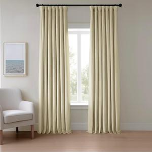 HPD Half Price Drapes Heritage Plush Velvet Curtains 120 Inches Long Room Darkening Curtains for Bedroom & Living Room 50W x 120L, (1 Panel), Au Lait Creme
