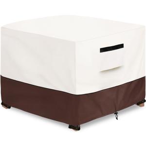 Patio Ottoman Cover,25W x 25D x 18H inch,Waterproof Square Patio Small Side Table Cover,Suitable for 3-Piece Outdoor Wicker Patio Bistro Set Side Table(Beige)