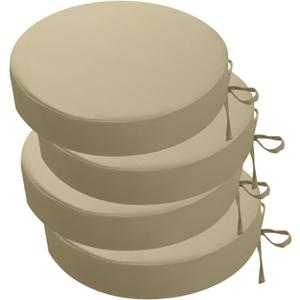 idee-home Outdoor Bistro Chair Cushions, 15”x15”x 3” Thick Outdoor Round Seat Cushions Set of 4 with Ties, Waterproof Round Patio Furniture for Garden