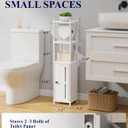 Kitsure Toilet Paper Holder Stand  Compact Bathroom Storage Cabinet for Extra Rolls and Small Items, Bathroom Organizers and Storage for Small Spaces, Over The Toilet Storage Cabinet, 31.0" H, White