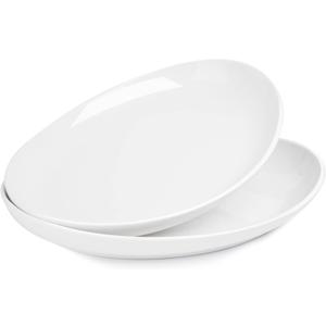 Sweese 2-Pack Porcelain Oval Serving Platters, White High-Grade Durable Professional, 14.5 Inch 2.0 Count