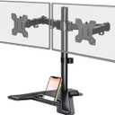 MOUNT PRO Dual Monitor Stand, Free-Standing Full Motion Monitor Desk Mount Fits 2 Screens up to 27 inches,17.6lbs with Height Adjustable, Swivel, Tilt, Rotation, VESA 75x75 100x100, Black (Black)