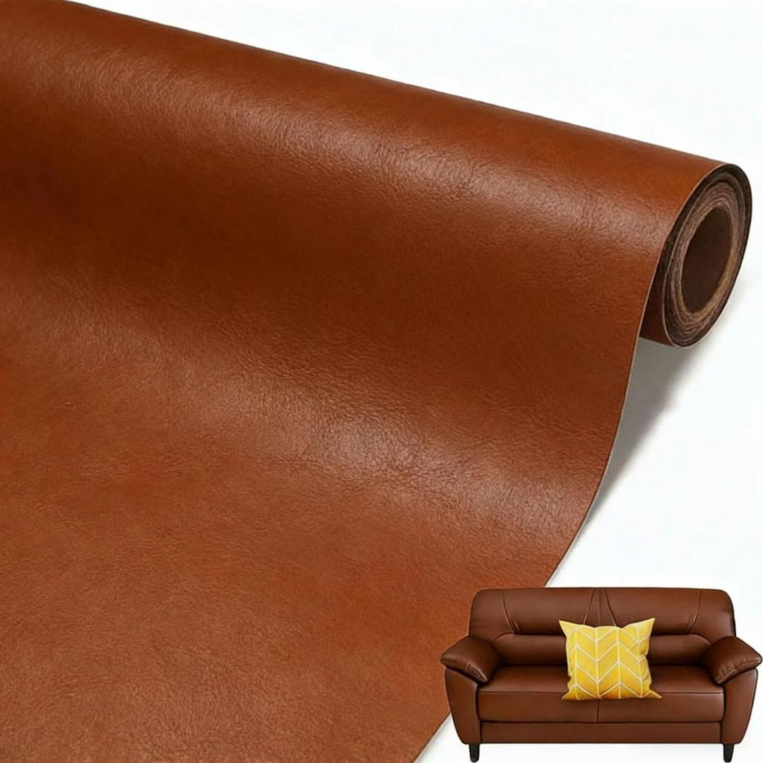 Leather Repair Patch, 24 x 54 Inch, Self Adhesive Leather Repair Tape, Large Vinyl Patch Kit, Vinyl Repair Tape, for Couches, Car Seats, Chairs, Furniture (Brown)