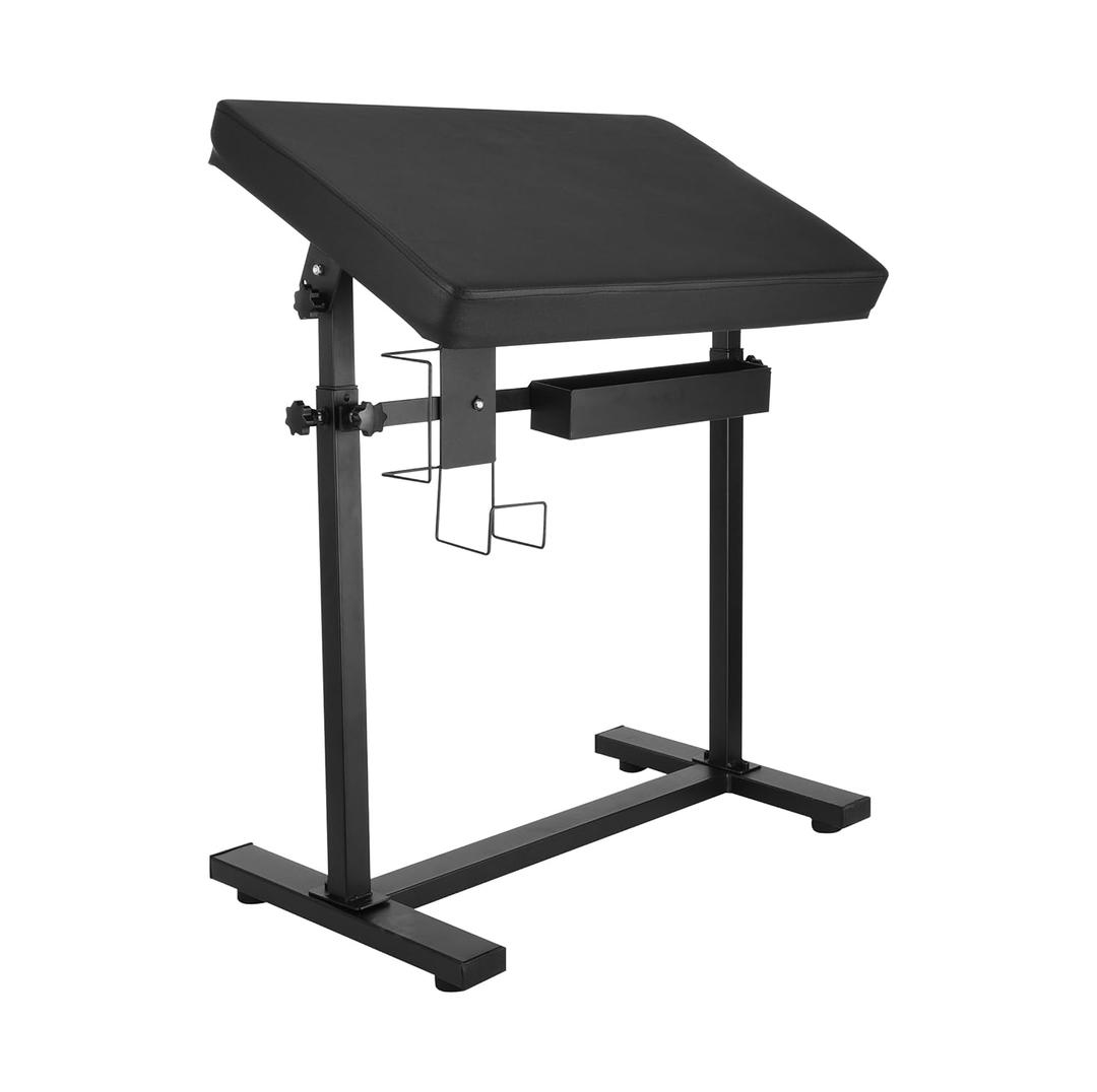 Heavy Duty Tattoo Arm Rest, Tattoo Armrest Stand with PU Leather Soft Sponge, Oversized Armrest Tattoo with Rack and Storage Compartment, Adjustable Height & Angle, Stable and Reliable