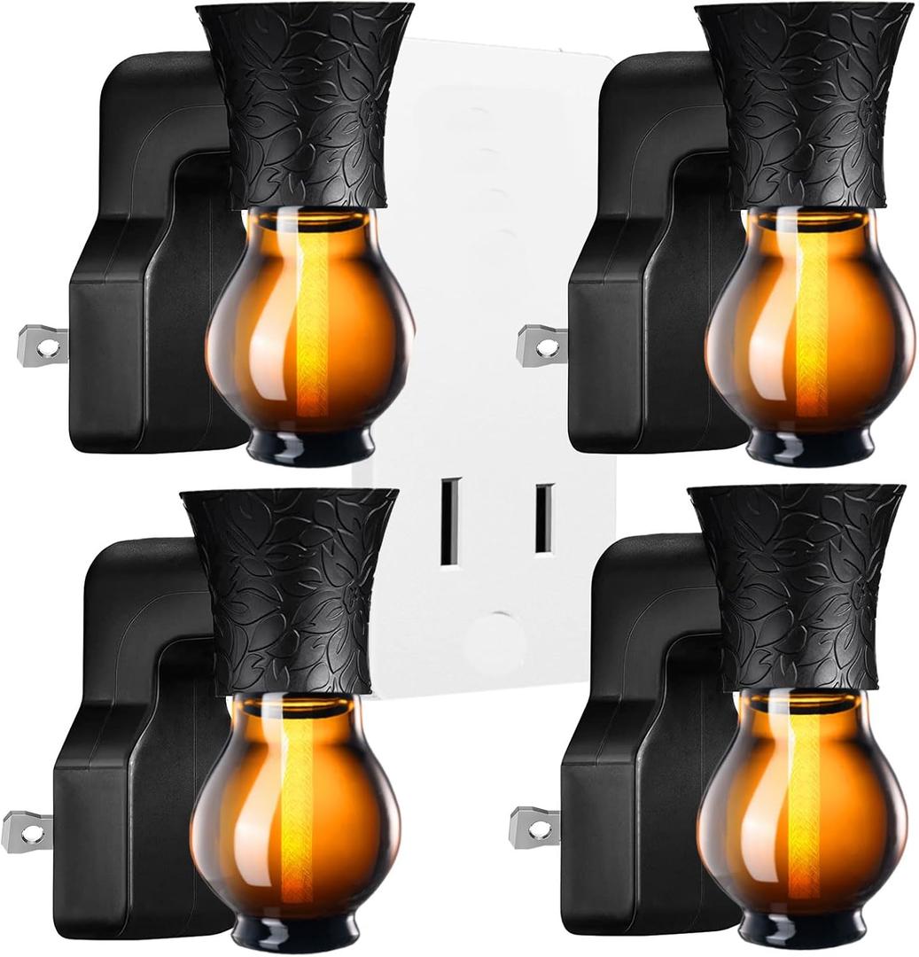 Plug in Oil Diffuser, 4 Packs Blank for DIY Air Freshener Make Unique Home Scent Aromatherapy, Work w/Essential Oil, EO+Water, Fragrance Refill for Plugins (4 Polarized Plug+4 Glass+4 Wick)