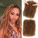 Afro Kinkys Bulk Human Hair 4C Afro Kinky Curly Bulk Human Hair Honey Brown Natural A fro Bulk for Dreadlocks, Repair Locs, 16"