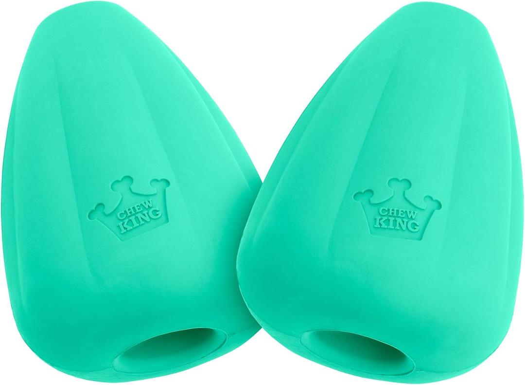 Chew King by Mammoth Premium Treat Dispensing Dog Toy, Durable Natural Rubber Chew Toy, Safety Air Vent, Interactive Enrichment Toy for Aggressive Chewers, XL Pack of 2- Teal