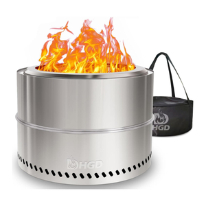 HGD 20 inch Smokeless Firepit Outdoor, Portable Smokeless Fire Pit for Camping with Travel Bag, Stainless Steel Wood Burning Stove for Backyard & Patio, Easy Setup & Compact Storage