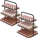 VyGrow Cupcake Stand, 3-Tier Dessert Stand for 52 Cupcakes, Wood & Metal Tower Display Premium Holder Dessert Tree Tower for Christmas Birthday Weddings Party Decor, Serving Tray, Wood Brown, 2-pack