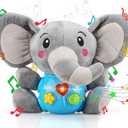 STEAM Life Baby 3-6 Months Boy Gifts Musical Toys Plush Elephant Infant 0-6 6-12 Month Light Up Stuffed Animal for Newborn Toddler