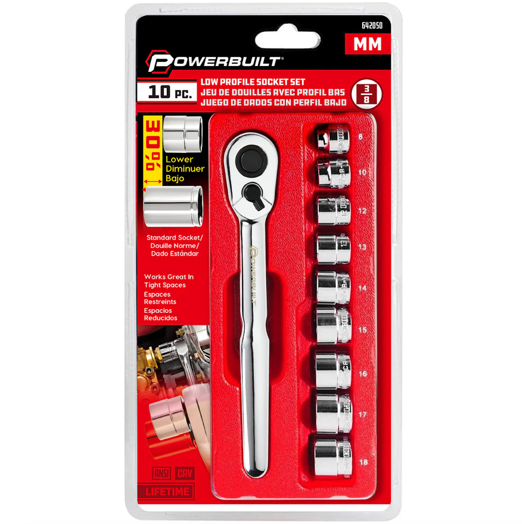 Powerbuilt 10 Piece 3/8-Inch Drive Metric Low Profile Socket Set