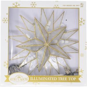 Kurt S. Adler Kurt Adler 10-Light Capiz Star Treetop, Gold, White
