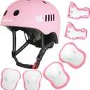 Kids Bike Helmet Set, Toddler Helmet for Ages 2-8 Boys Girls with Sports Protective Gear Set Knee Elbow Wrist Pads for Skateboard Cycling Scooter Rollerblading, Pink
