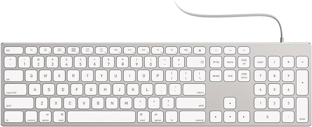 All-Aluminum Wired Keyboard for Apple Mac OS,Plug-n-Play Cable Connection in USB-A+C Port,Full Size USB Keyboard with Numeric Keypad for iMac/Mac mini or MacBook Pro/Air Laptop (White)