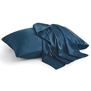 BEDELITE King Size Pillow Cases Set of 2, Rayon Derived from Bamboo, Cooling Pillow Cases for Hot Sleepers & Night Sweats, Breathable and Silky Soft Envelope Pillowcases(Navy Blue, 20"x36")