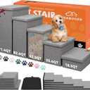 Zerbuger Dog Stairs for High Beds, Folding Pet Stairs Gift for Dogs Puppy with Storage for Bed Couch, Cat Dog Ramp Hold Up to 200 lbs (Gray, 5 Steps No Condo(49" D x 17" W x 26" H))