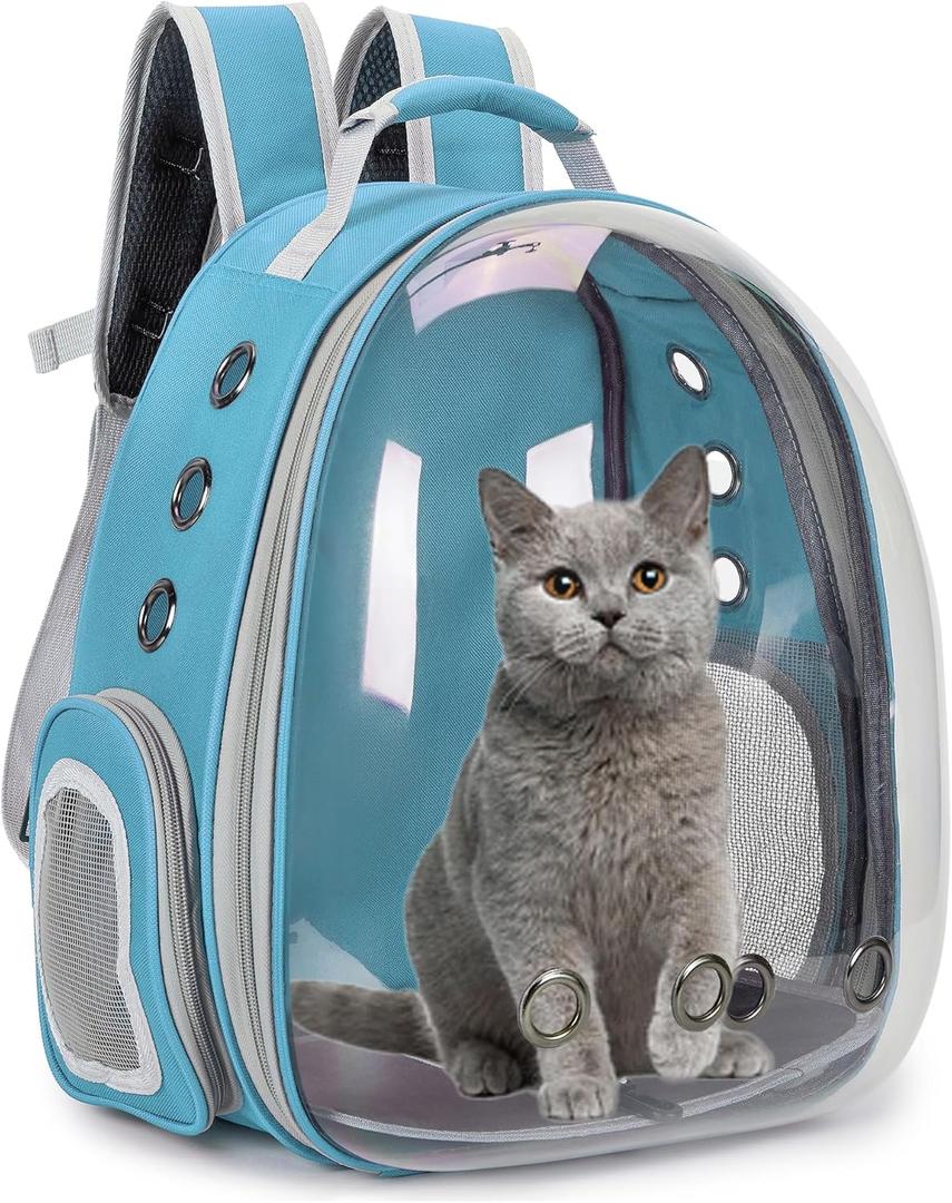 Cat Bubble Backpack Carrier for Small Medium Dogs Cats Carrying Bag, Airline Approved Pet Travel Carrying Bag Dog Hiking Walking Outdoor Backpack (Blue)
