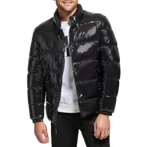 Calvin Klein mens Quilted Water-resistant Puffer Jacket (Medium, Snap Front Black)
