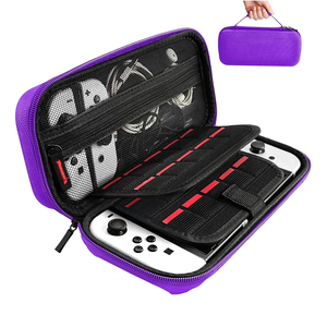 daydayup Switch Carrying Case Compatible with Nintendo Switch/Switch OLED, with 20 Games Cartridges Protective Hard Shell Travel Carrying Case Pouch for Console & Accessories, Purple