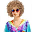 Women's short curly wig, 70s disco style afro wig, wig for Halloween cosplay and parties (Strawberry Blonde)