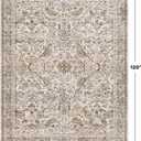 Vintage Moss Green 8x10 Washable Area Rugs for Living Room - Soft Floral Rug for Bedroom, Dining Room, Light Brown Taupe Low Pile Stain Resistant Bird Floral Bird Carpet