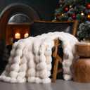 EverGrace Ultra Soft Luxury Fluffy Faux Rabbit Fur Throw Blanket, Thick Warm Bubble Throw for Bed, Cozy Plush Reversible Blankets for Couch, Chair, Sofa, Ivory White, 60x80 Inches