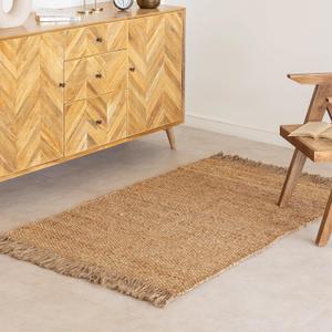 HOMEMONDE Chunky Jute Rug with Tassels 3' x 5' Reversible Boho Home Dcor Farmhouse Style Rug - Natural Hand Braided Indoor Rug for Living Room, Bedroom, Hallway, Dining Room and Kitchen