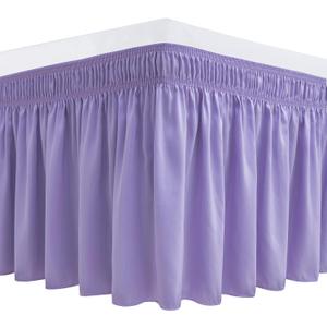 Biscaynebay Wrap Around Bed Skirts for Queen Beds 15" Drop, Lavender Adjustable Elastic Dust Ruffles Easy Fit Wrinkle & Fade Resistant Silky Luxurious Fabric Machine Washable