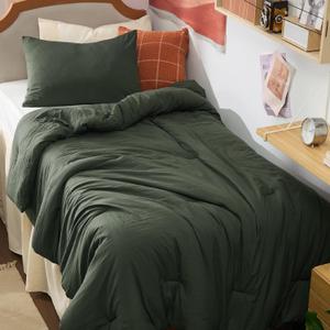 Bedsure Twin/Twin XL Comforter Set, Dark Green Soft Prewashed Bedding for All Seasons, 2 Pieces GentleSoft Bed Set, 1 Lightweight Comforter (68"x88") and 1 Pillowcase (20"x26")