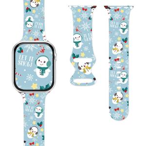 4 x Christmas Watch Bands for Apple Watch Band 38/40/41/42/44/49mm for Men Women, Silicone Waterproof Adjustable Printed Smartwatch Strap for iWatch Series 9 8 7 6 5 4 3 2 1 SE Replacement Wristband Gifts (Snowman)