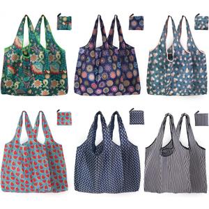 Reusable Grocery Bags, 12 Pack 50Lbs Foldable Fashion Washable Shopping Bags, Large Boho Tote Bags For Groceries, Bulk Market Cloth Storage Bags, Utility Aesthetic Personalized Gifts For Women