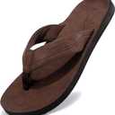 AX BOXING Mens Flip Flops Leather Thong Sandals Casual Comfort Slides Slippers (10)