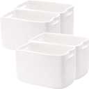 ENAORGAN Set of 4 White Rope Basket for Shelves Woven Rectangle Storage Basket Bins for Nursery Toy Storage for Baby Girl