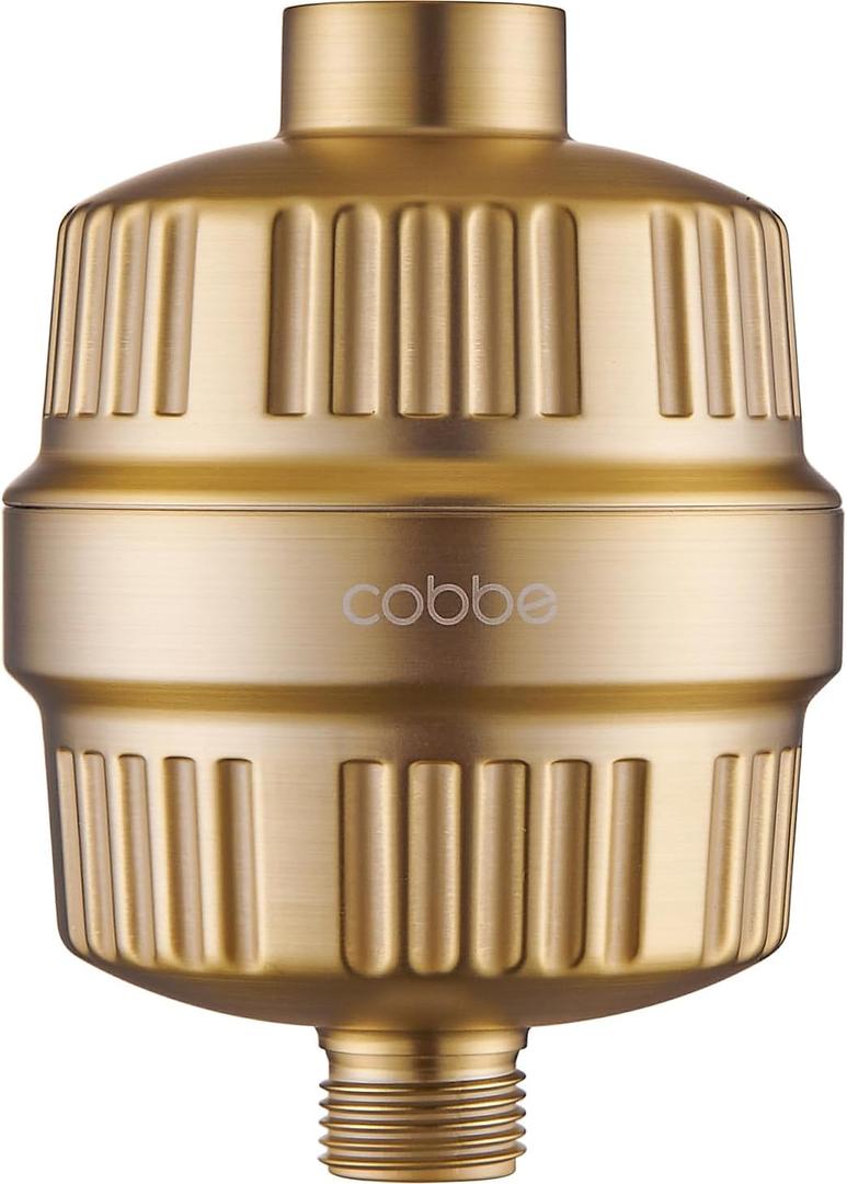 Cobbe HD HEAVY DUTY High Output Shower Filter  99% REMOVAL Shower Head Filter for Hard Water, Heavy Metals, Chlorine and Harmful Substance, Improve your skin and hair - Brushed Gold Cobbe HD HEAVY DUTY High Output Shower Filter  99% REMOVAL Shower Head Filter for Hard Water, Heavy Metals, Chlorine and Harmful Substance, Improve your skin and hair - Brushed Gold