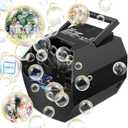 Theefun Bubble Machine: 500ML Automatic Bubble Blower for Kids and Toddlers, Portable Bubble Maker Operated by Plug-in or Batteries for Parties Weddings Birthday Outdoor and Indoor Black
