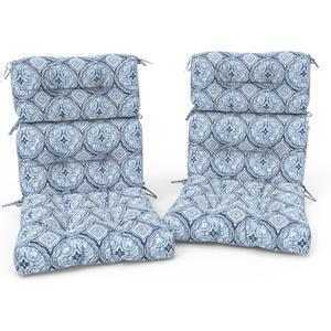 Outdoor High Back Patio Chair Cushions, Tufted Rocking Chair Cushions, Adirondack Cushions for Garden Porch Home Office Chairs Use, 44” x 22” x 4”, 2 Pack,Medallion Blue