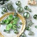 Christmas Ball Ornament Set, 48Pcs Green Plastic Christmas Tree Hanging Decorations with Gift Package for Xmas Winter Holiday Wedding Party Decor