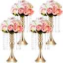 Unittype 4 Pcs Wedding Centerpieces for Tables 13 Inch Tall, Crystal Flower Stand Floral Vases for Tabletop Flower Arrangement Stand Valentines Gift Baptism Christmas Party Decor (Gold)