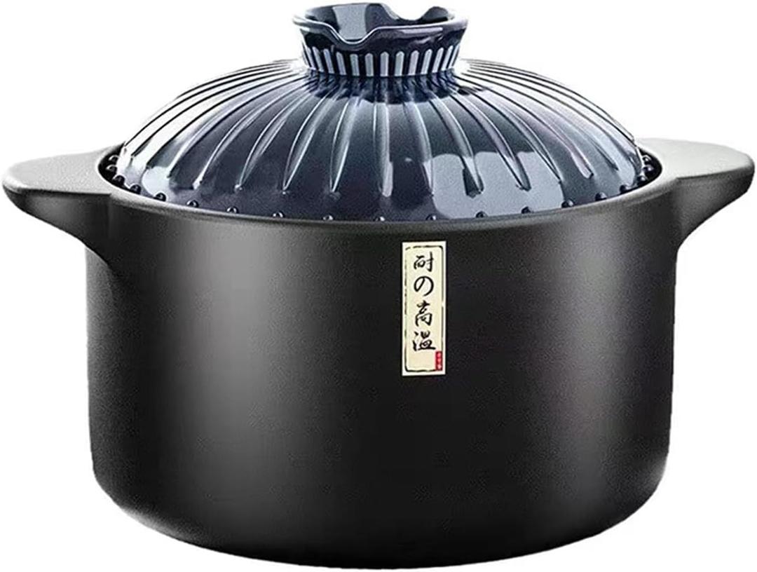 CHPINDAM 1.7 Quart Ceramic Casserole, with Lid Ceramic Pot, Heat-Resistant Round Stew, Soup Pot for cook bibimbap, soup, rice, stew, casserole (Blue1.7QT)