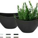 LaDoVita Plant Pots with Drainage Holes, 12 Inch Large Planters for Indoor Plants, Plastic Flower Pots Outdoor, Set of 2 Pack, Frosted Black