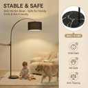 Arc Floor Lamp with Fan Head, Dimmable Floor Lamps with Remote, 3 Color Temperatures Adjustable Standing Lamp, Bright Reading Floor Lamp with Marble Base for Living Room Bedroom
