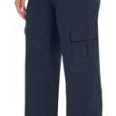 Yoga Cargo Pants Women Wide Leg Pants with Pockets High Waist Stretch Dress Casual Business Work Travel Pants (Blue, XXL)